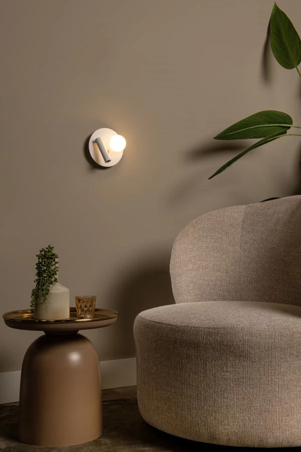 Lucide MATIZ - Lámpara de cabecera / Lámpara de pared - Ø 16,5 cm - LED - 3000K - Con punto de carga USB - Blanco - ambiente 2